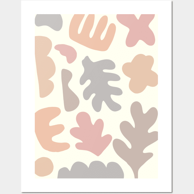 Organic Shapes Abstract Pattern In Soft Colors Wall Art by ArunikaPrints